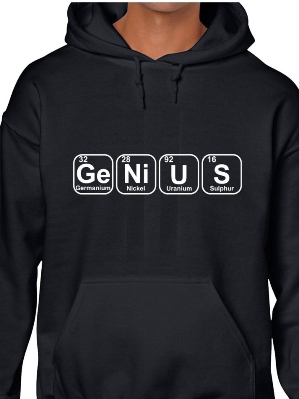New Genius Science Periodic Table Black Hoodie Fleece Sweatshirt